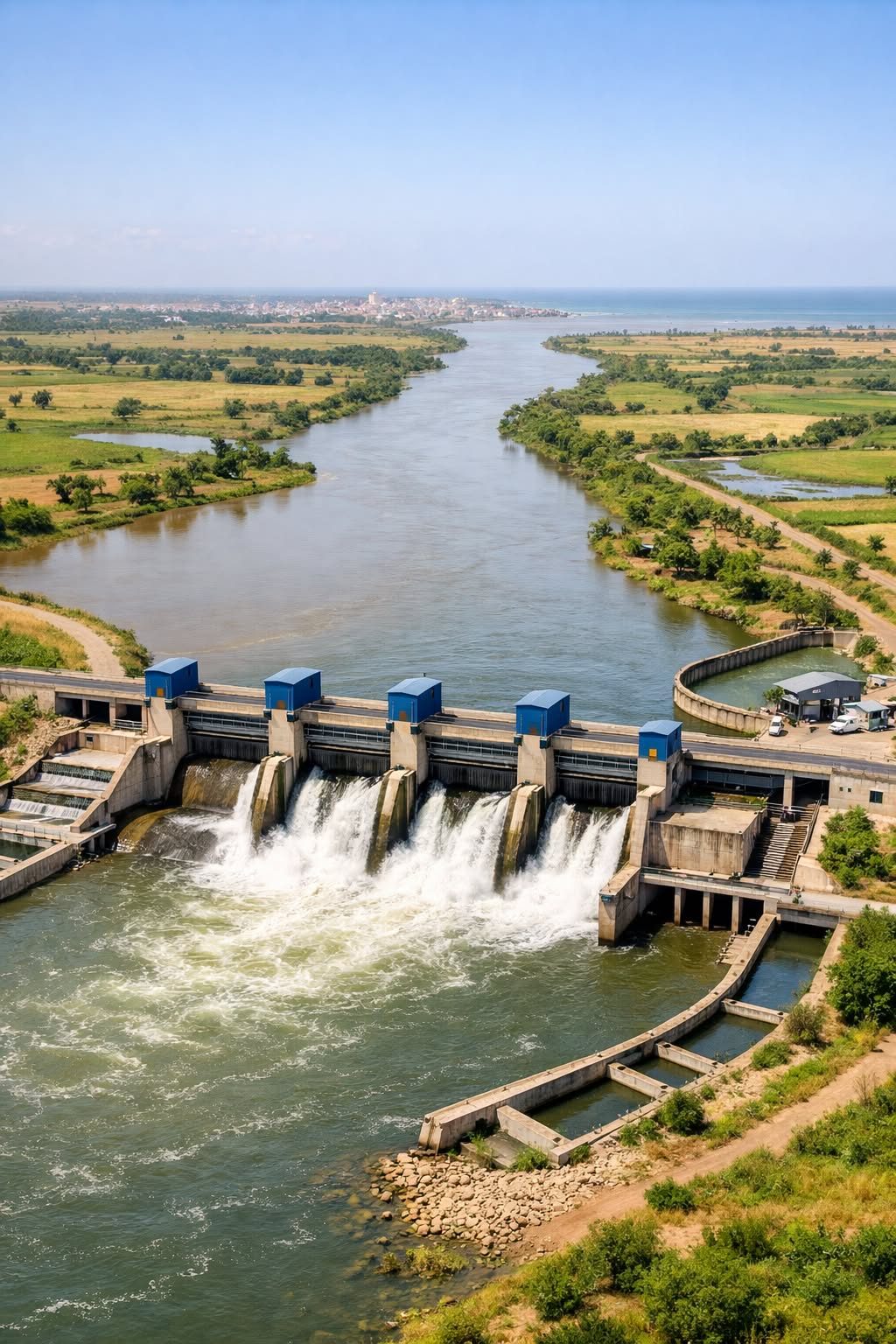 Ouvrage de régulation, vallée du fleuve